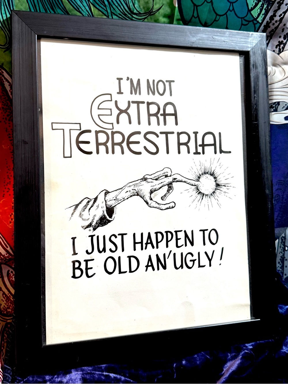Vintage One of a Kind Framed ET Artwork